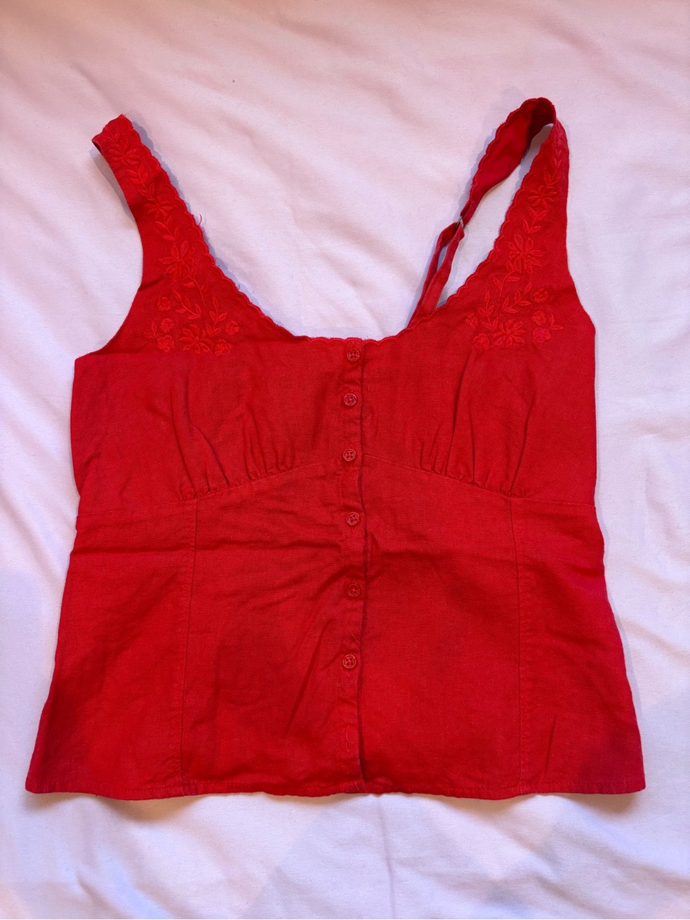 Red Embroidered Tank